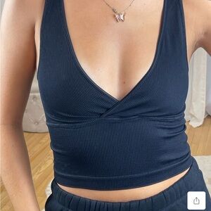 Women’s NikiBiki black cross cross seamless ribbed tank top